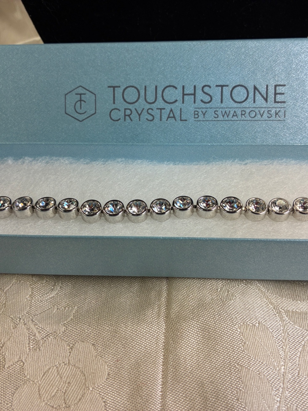 Touchstone Crystal Silver Crystal Line Bracelet new in box